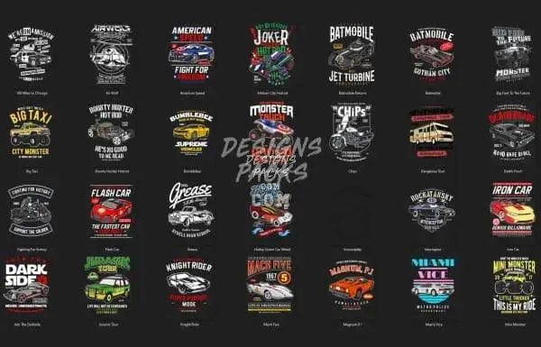 57 Pop culture Automotive Designs Bundle PNG