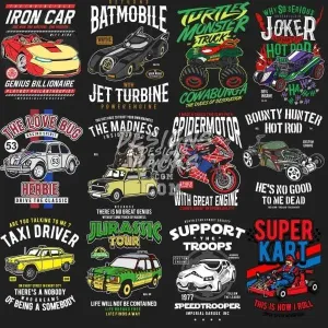 57 Pop culture Automotive Designs Bundle PNG