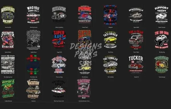 57 Pop culture Automotive Designs Bundle PNG
