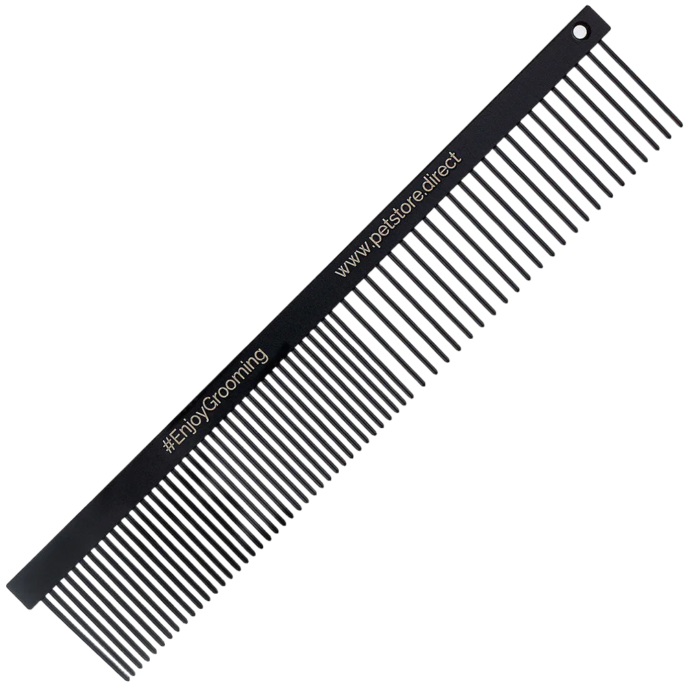 6" Black Premium 50/50 Face Comb by PetStore.Direct