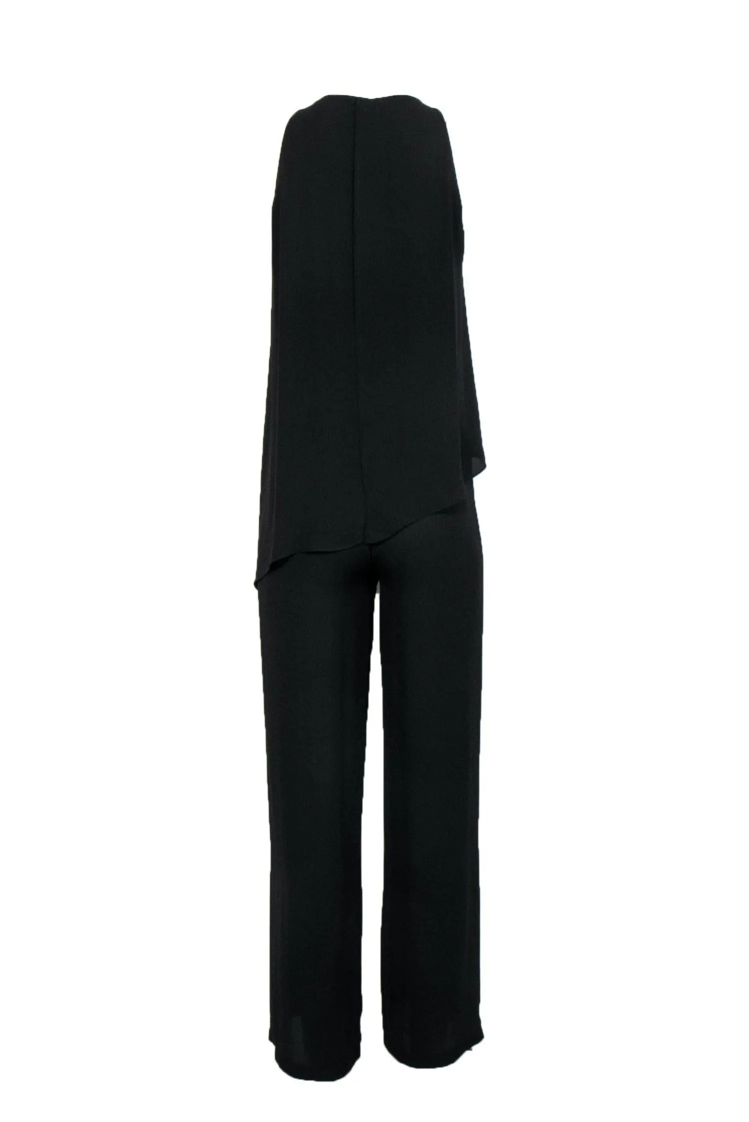 BCBG Max Azria - Black Sleeveless Wide Leg Jumpsuit w/ Layered Top Sz XS
