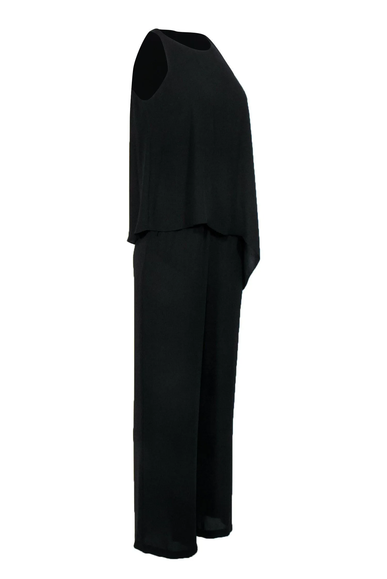 BCBG Max Azria - Black Sleeveless Wide Leg Jumpsuit w/ Layered Top Sz XS