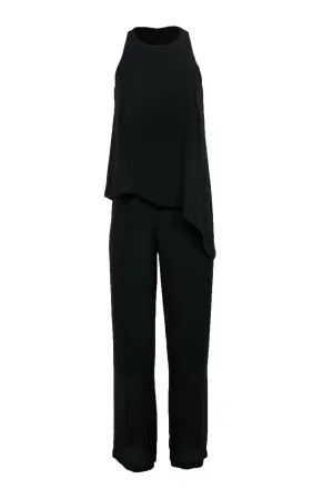 BCBG Max Azria - Black Sleeveless Wide Leg Jumpsuit w/ Layered Top Sz XS