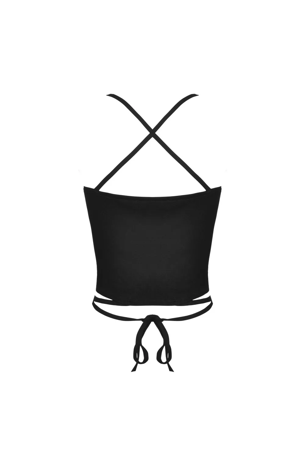 Black Gothic Crop Top with Chain Detail Straps