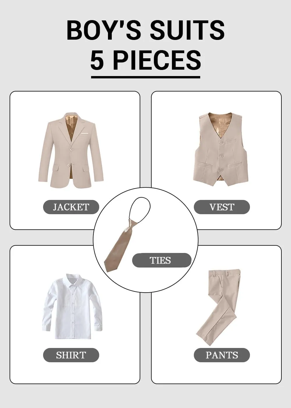 Boys' Formal Suit Set Slim Fit Kids Formal Suits Toddler Tuxedo Wedding Prom Classic Outfit for Teen
