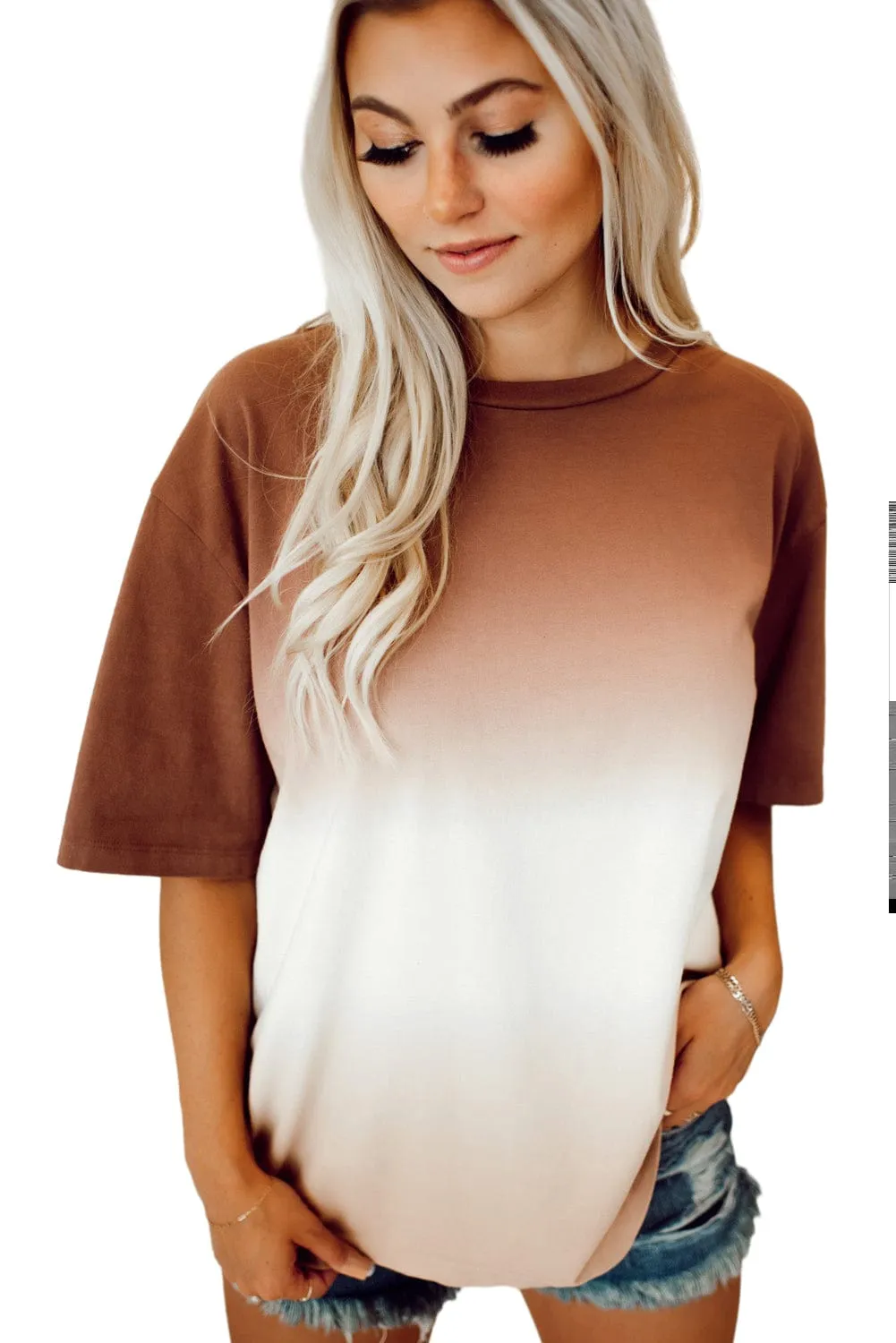 Brown Ombre Crew Neck Tee