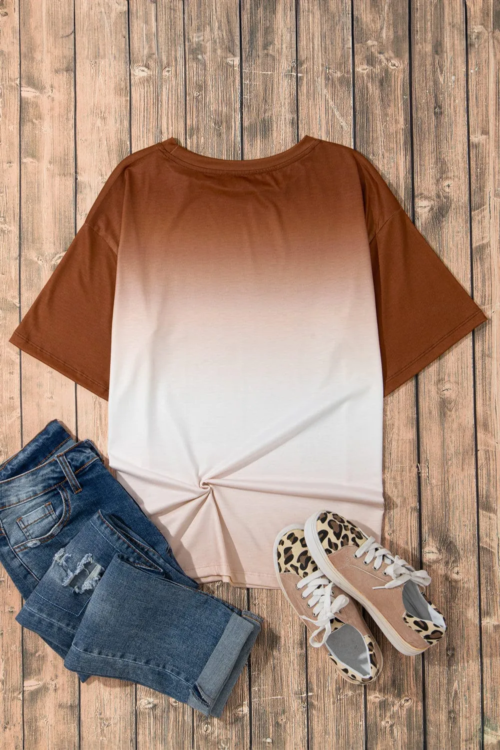 Brown Ombre Crew Neck Tee