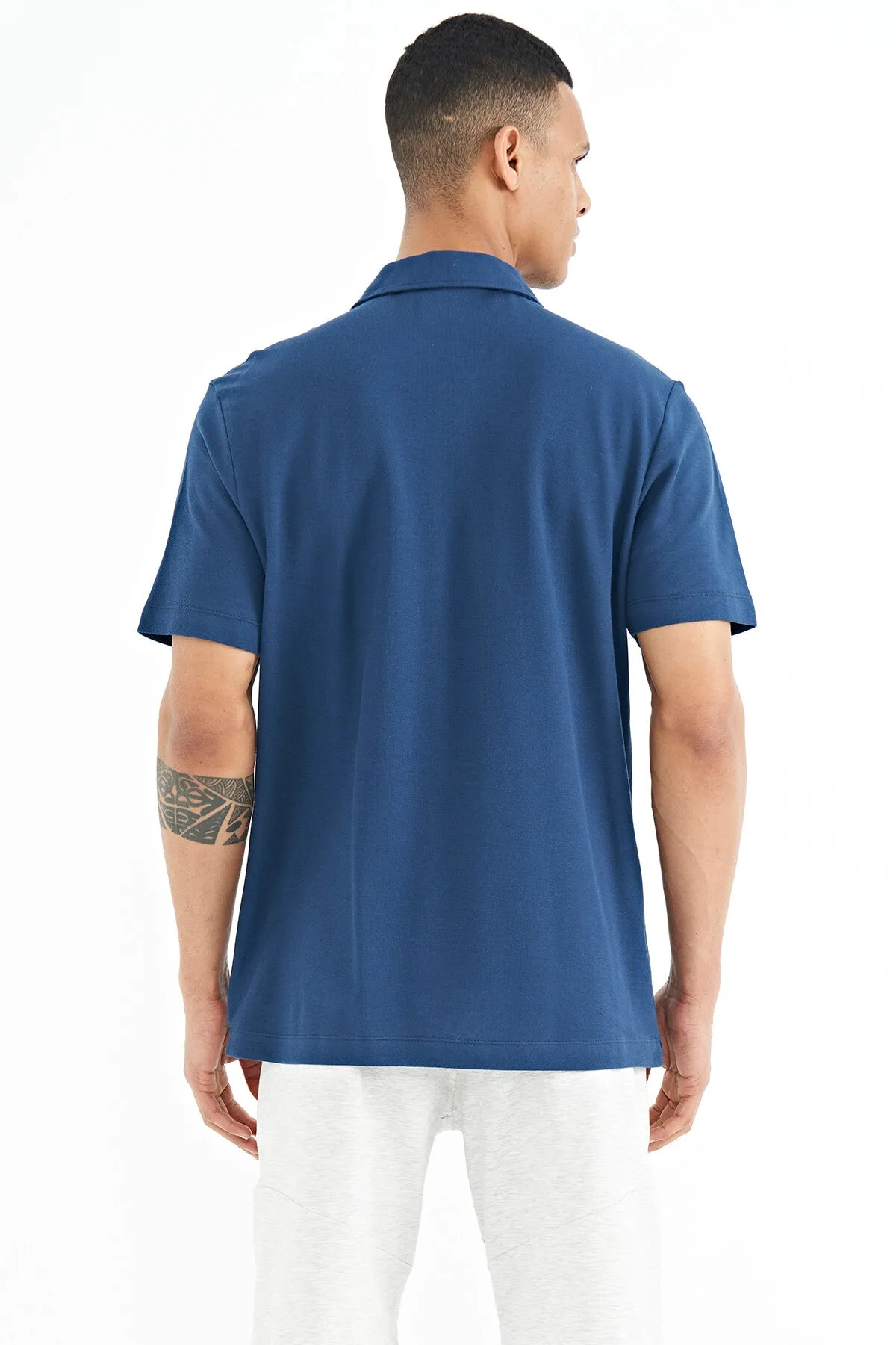 cep detayli baskili standart kalip polo yaka erkek t-shirt - 88241