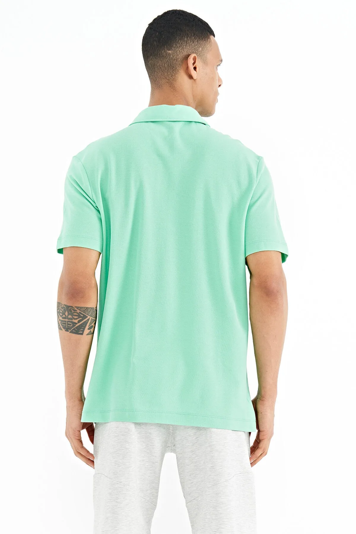 cep detayli baskili standart kalip polo yaka erkek t-shirt - 88241