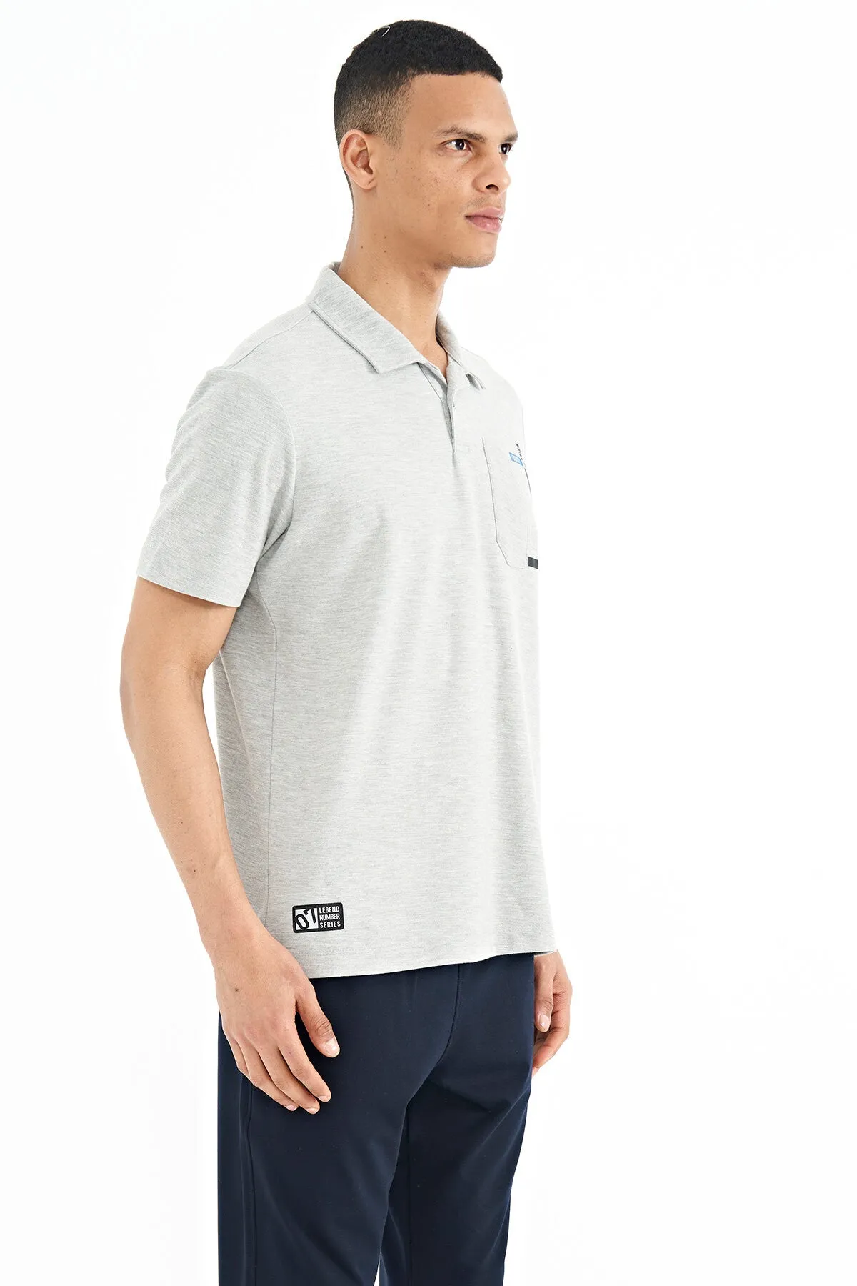 cep detayli baskili standart kalip polo yaka erkek t-shirt - 88241