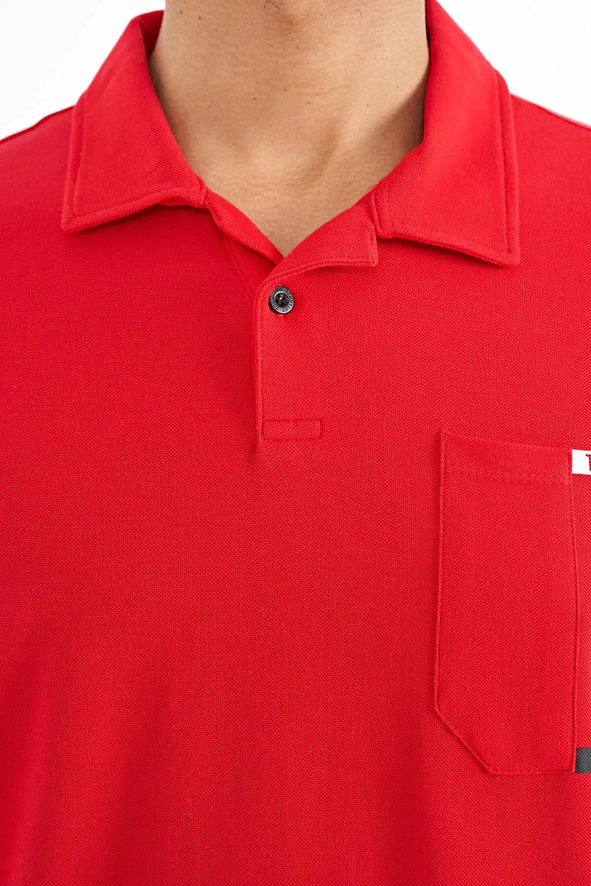 cep detayli baskili standart kalip polo yaka erkek t-shirt - 88241