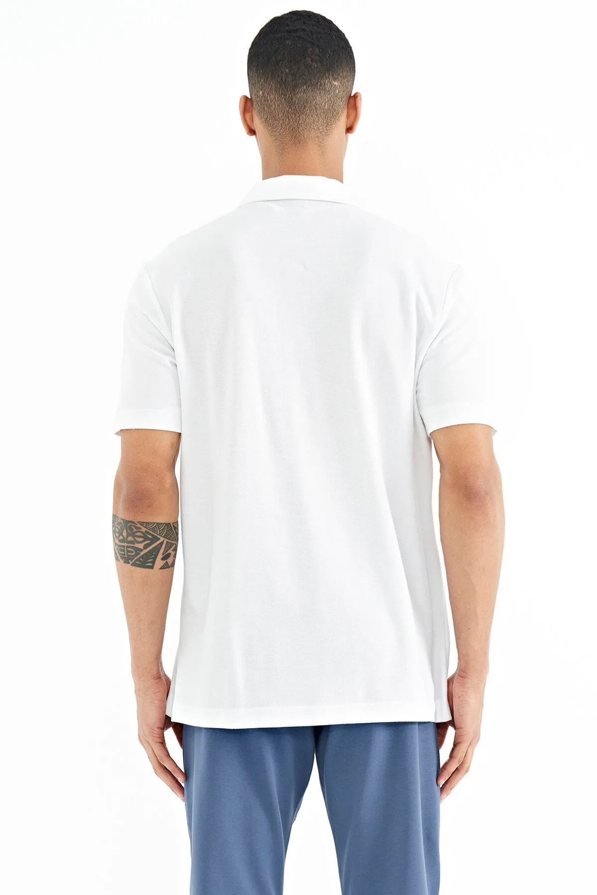 cep detayli baskili standart kalip polo yaka erkek t-shirt - 88241