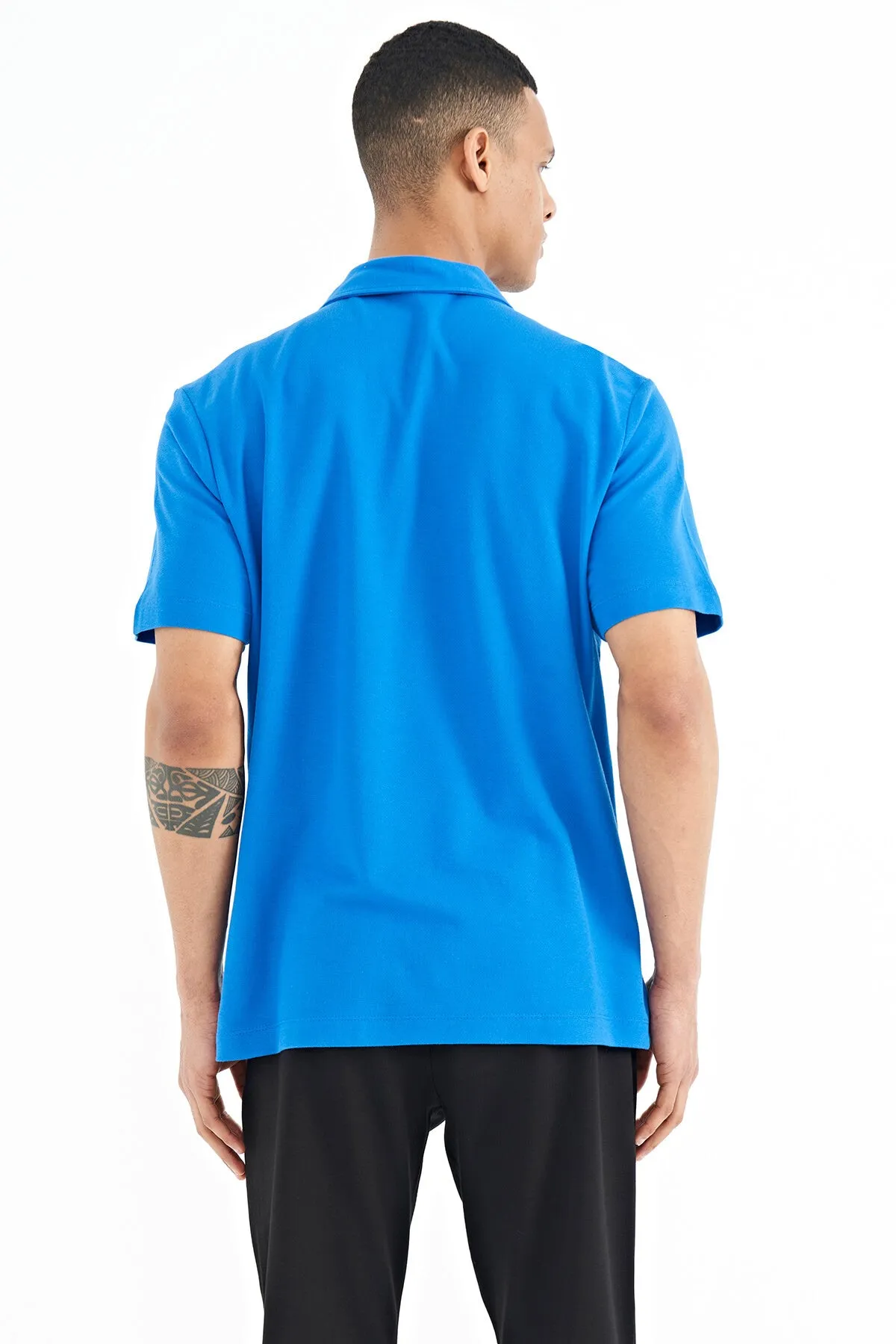 cep detayli baskili standart kalip polo yaka erkek t-shirt - 88241