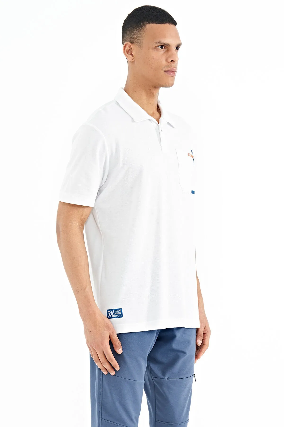 cep detayli baskili standart kalip polo yaka erkek t-shirt - 88241