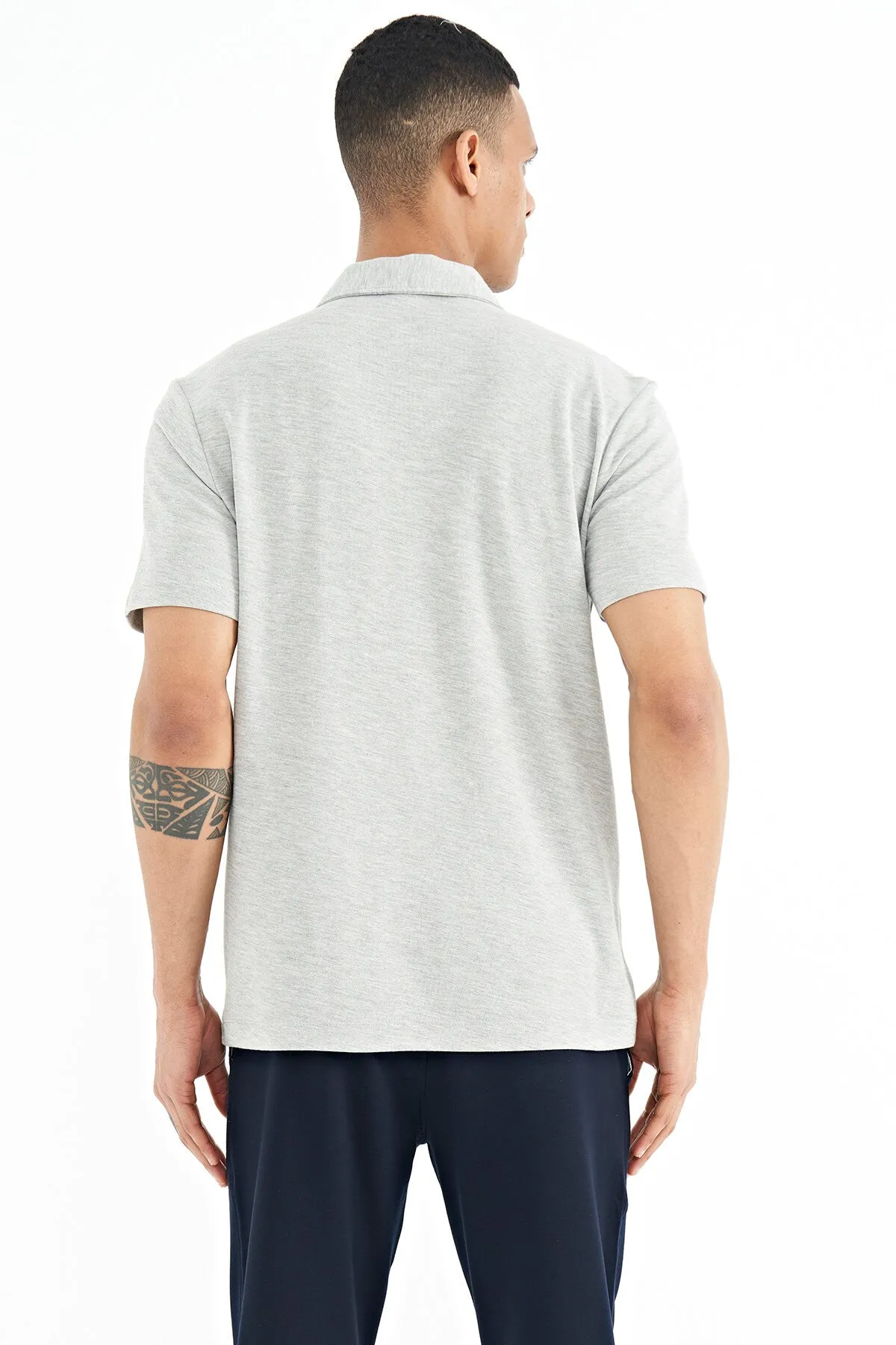 cep detayli baskili standart kalip polo yaka erkek t-shirt - 88241