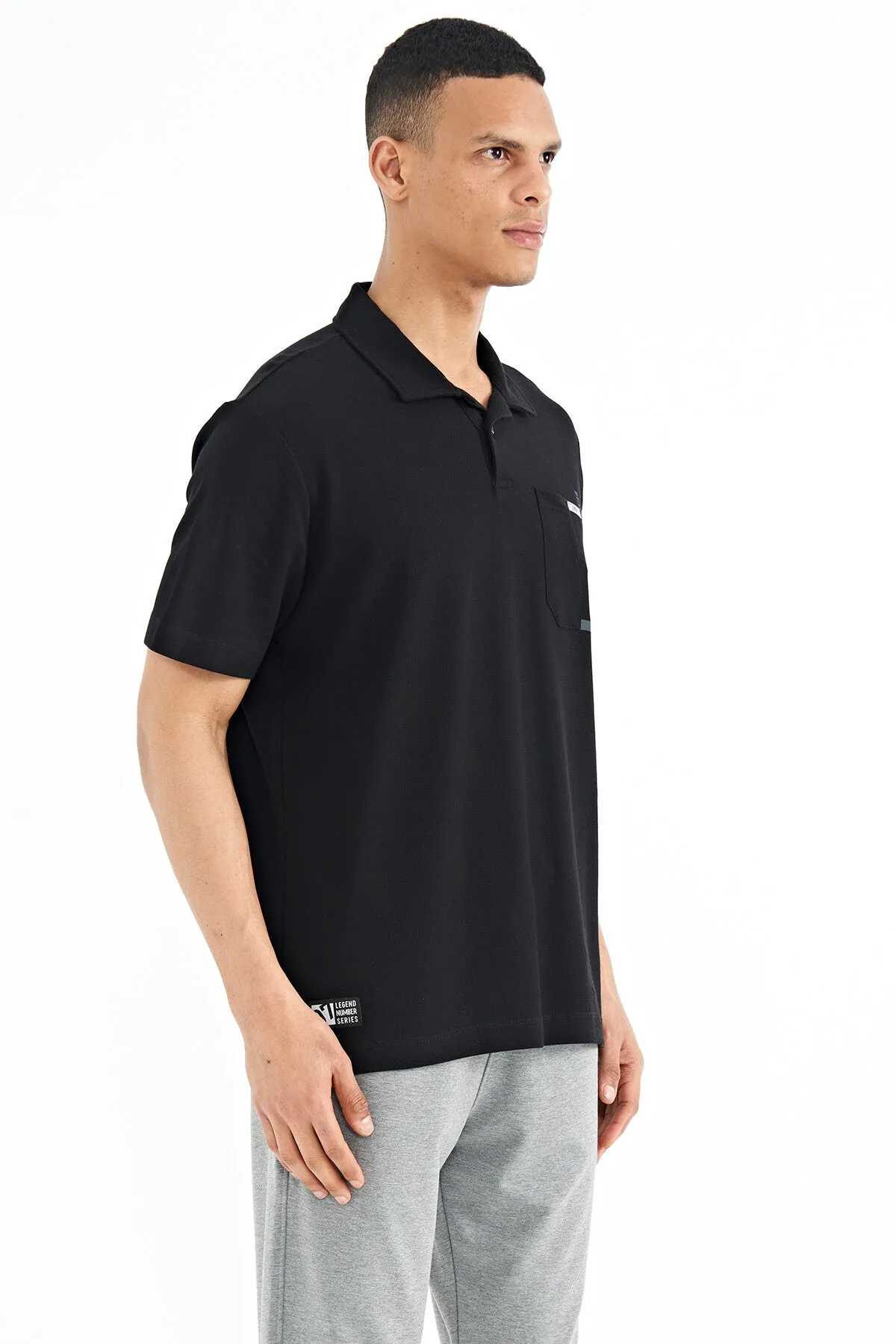 cep detayli baskili standart kalip polo yaka erkek t-shirt - 88241