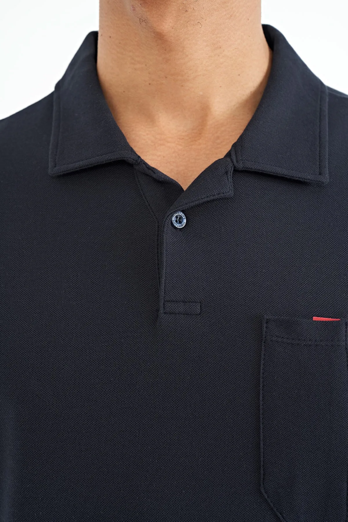 cep detayli baskili standart kalip polo yaka erkek t-shirt - 88241