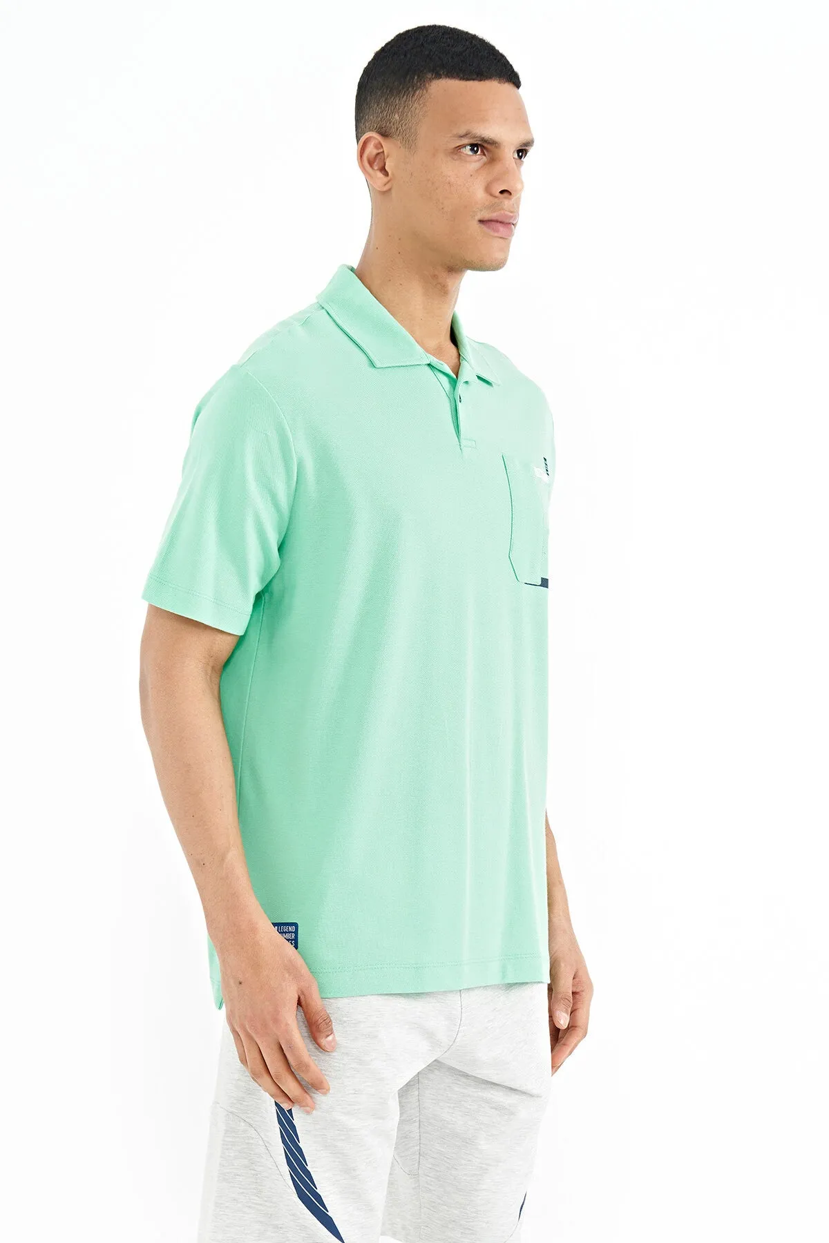 cep detayli baskili standart kalip polo yaka erkek t-shirt - 88241