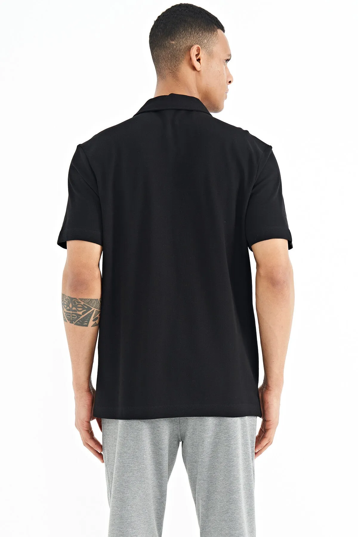 cep detayli baskili standart kalip polo yaka erkek t-shirt - 88241