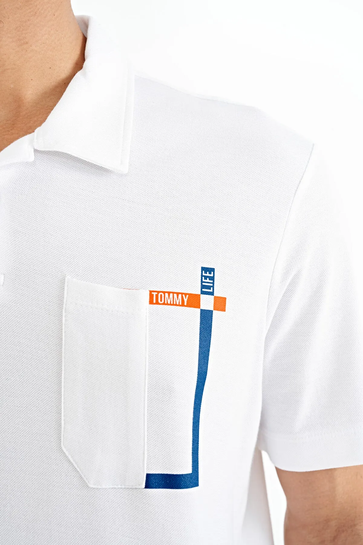 cep detayli baskili standart kalip polo yaka erkek t-shirt - 88241