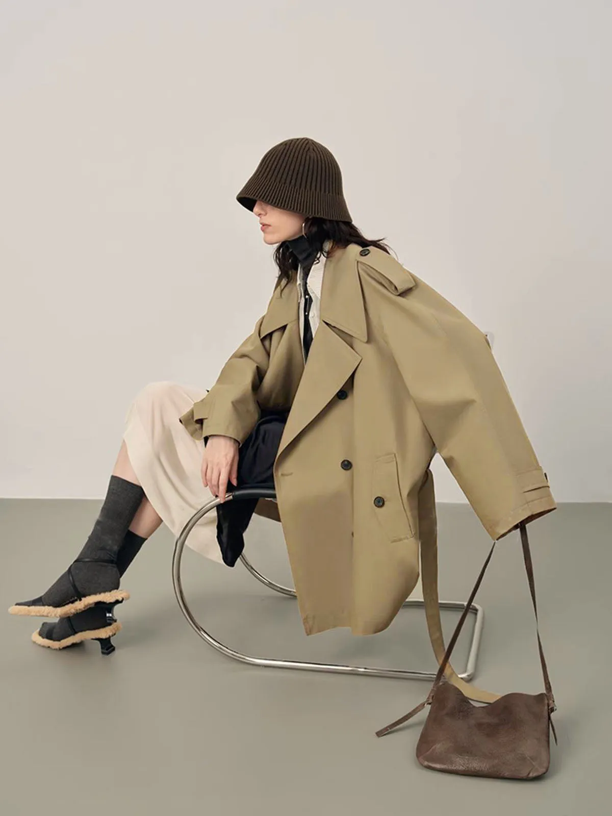 Chicmy-Winter Outfits Christmas Thanksgiving Gift New Year's Eve Outfits Streetwear Fashion Lapel Loose Belted Trench Coat