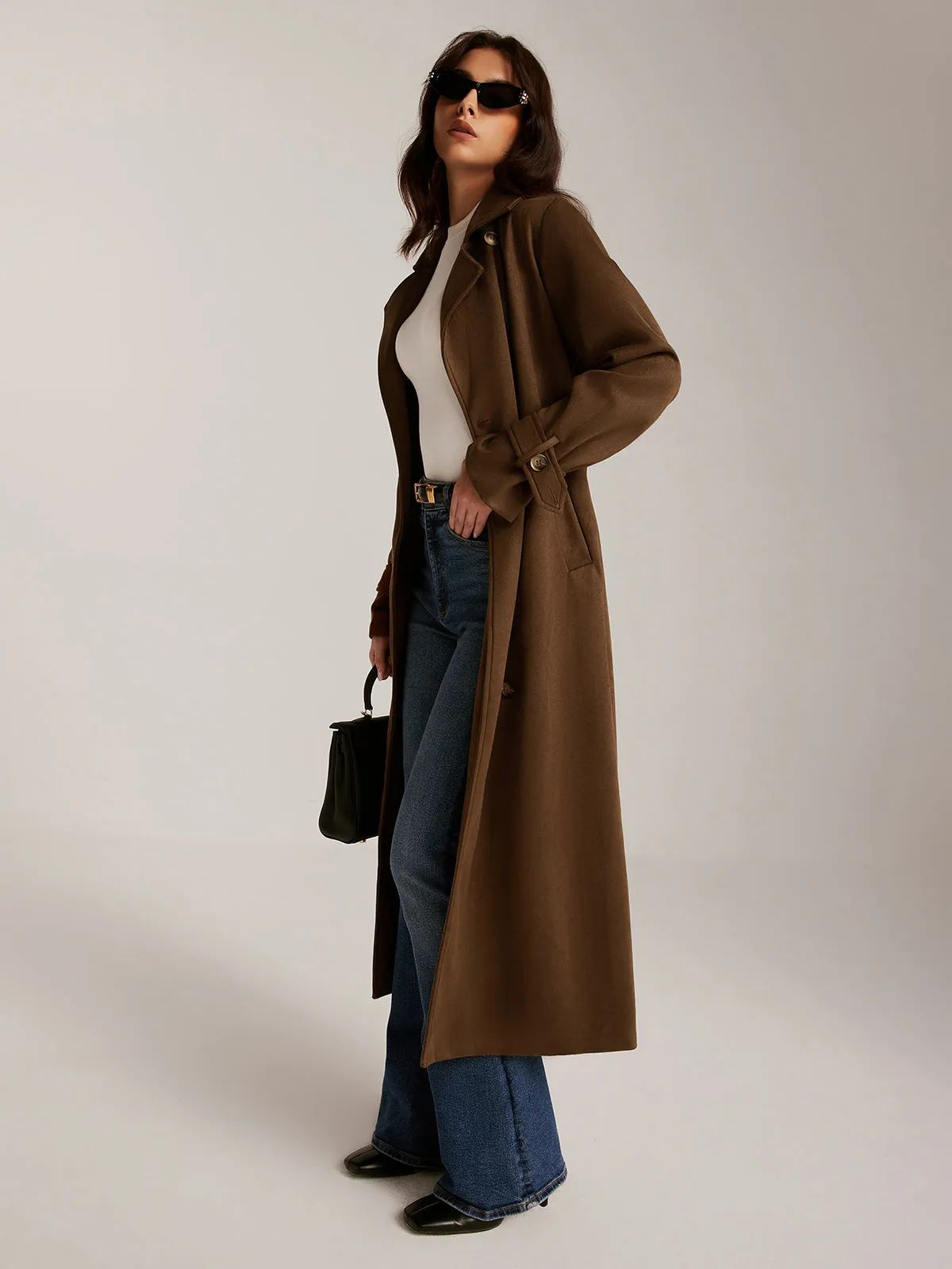 Chicmy-Winter Outfits Christmas Thanksgiving Gift New Year's Eve Outfits Streetwear Fashion Suede Belted Button Long Trench Coat