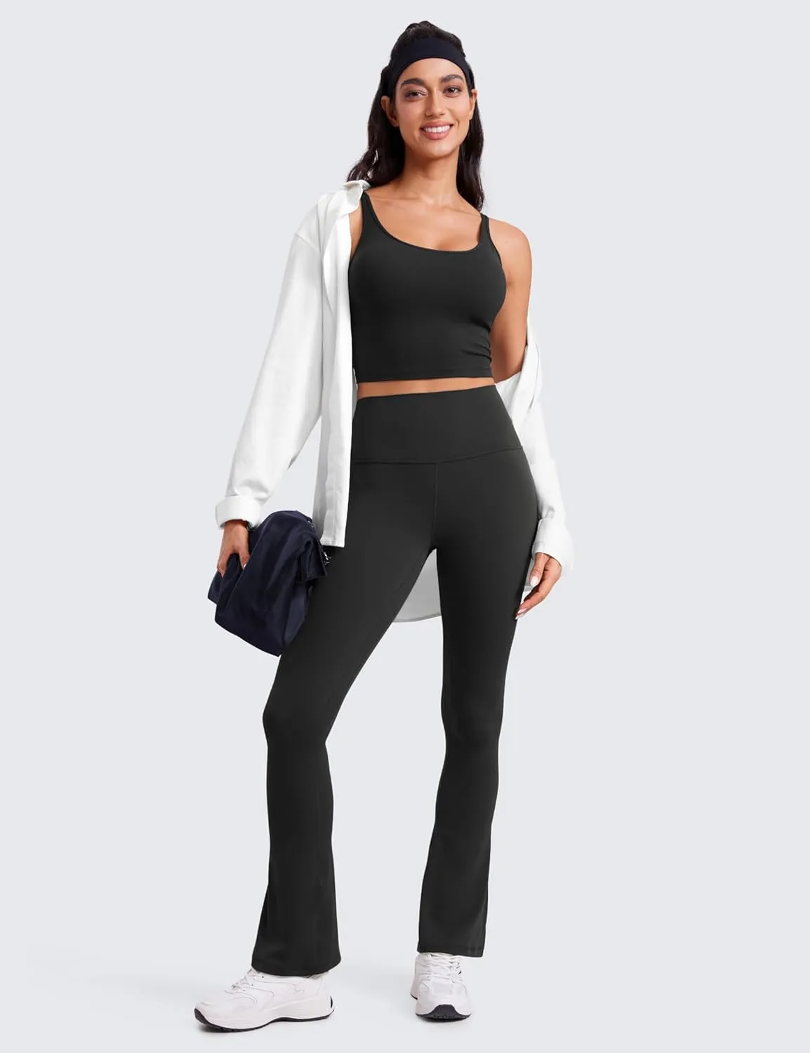 CRZ YOGA Butterluxe High Waist Mini Flared Leggings for Women 30" / 31.5" - Bootcut Yoga Pants with Pocket Casual Lounge