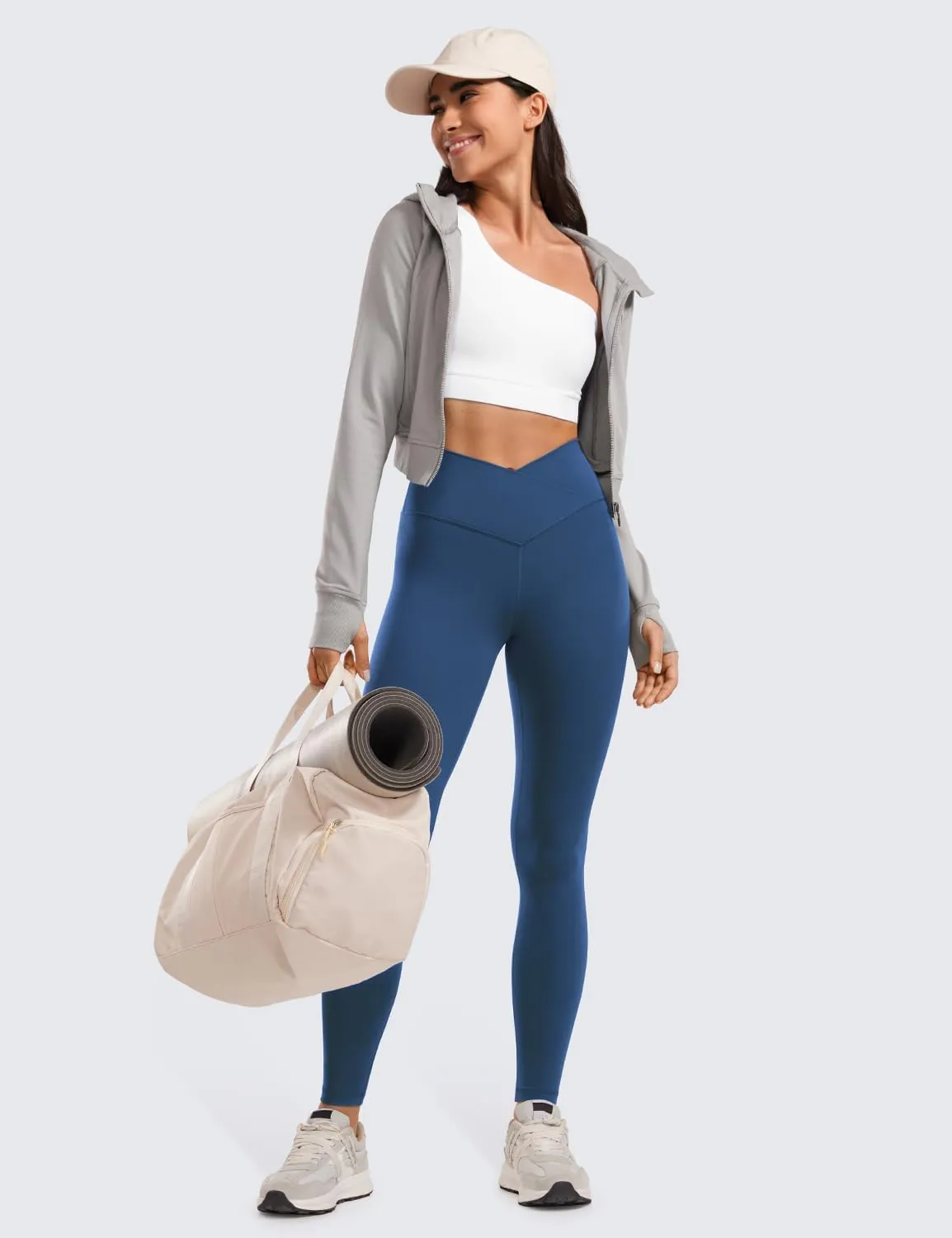 CRZ YOGA Womens Butterluxe Crossover High Waist Workout Leggings 28" - Criss Cross Full Length Gym Lounge Athletic Yoga Pants