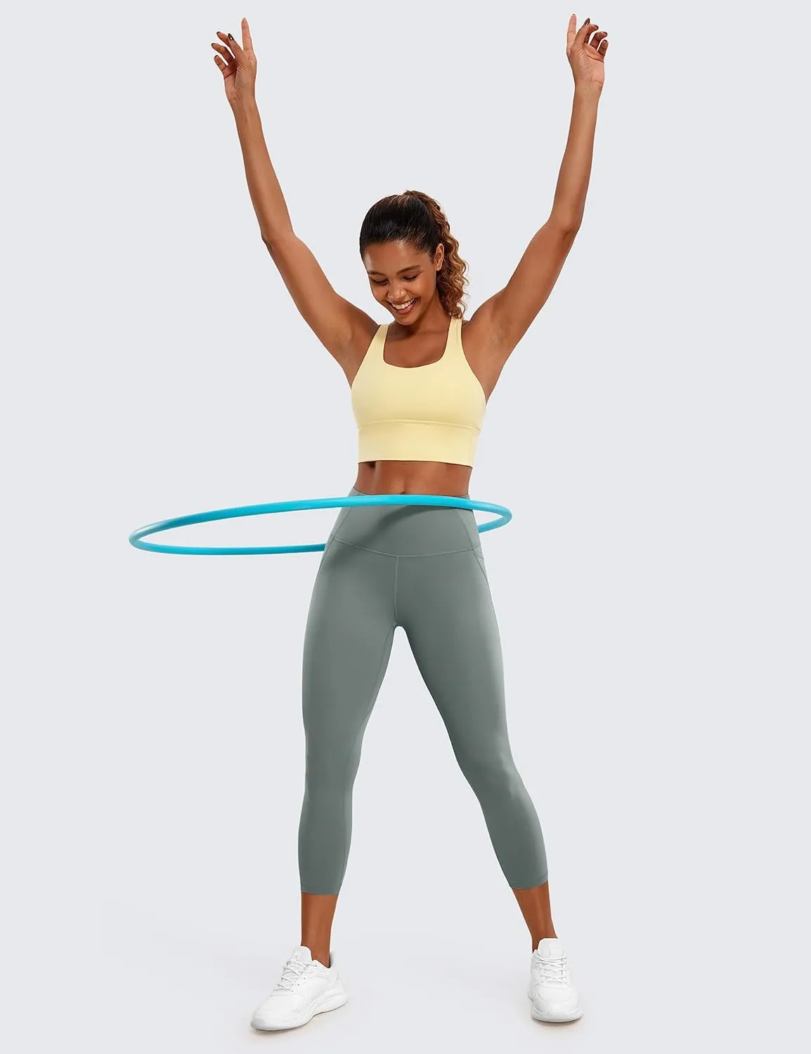 CRZ YOGA Womens Butterluxe Workout Yoga Capri Leggings 23 Inches - High Waist Crop Pants with Pockets Buttery Soft Gym