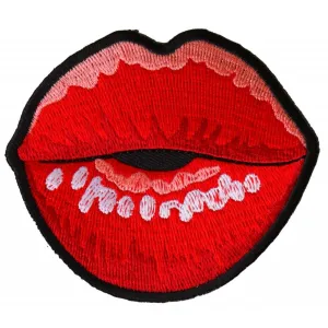Daniel Smart Kissing Lips Novelty Embroidered Iron on Patch, 3 x 2.7 inches