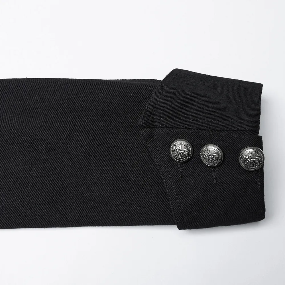 Detachable Sleeved Punk Military Jacket with Vintage Buttons