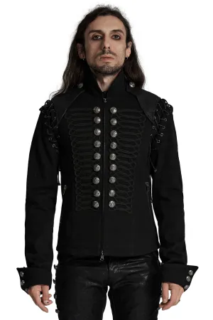 Detachable Sleeved Punk Military Jacket with Vintage Buttons
