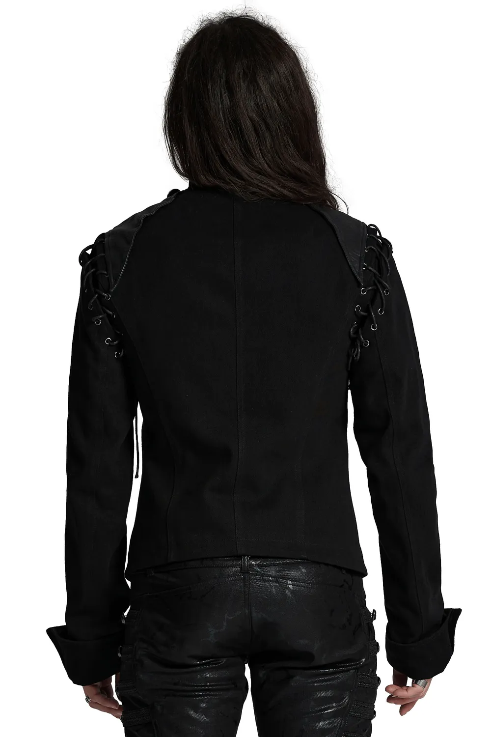 Detachable Sleeved Punk Military Jacket with Vintage Buttons