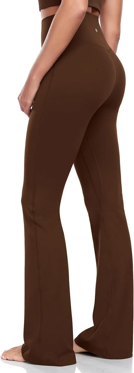 HeyNuts Harmony Flare Leggings 29"/30.5"/32.5"/34.5", High Waisted Tummy Control Wide Leg Bootcut Yoga Pants Lounge Soft