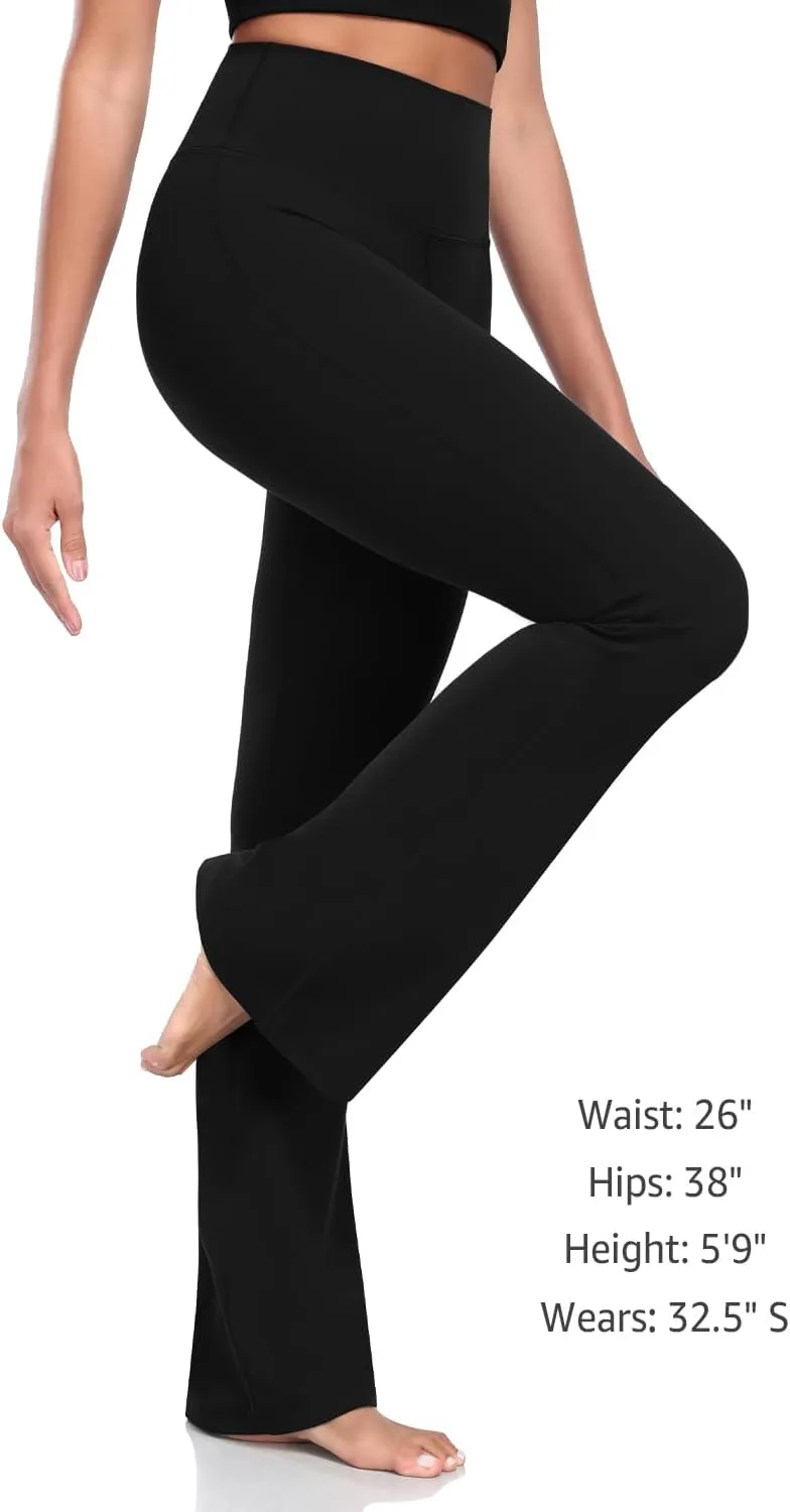 HeyNuts Harmony Flare Leggings 29"/30.5"/32.5"/34.5", High Waisted Tummy Control Wide Leg Bootcut Yoga Pants Lounge Soft