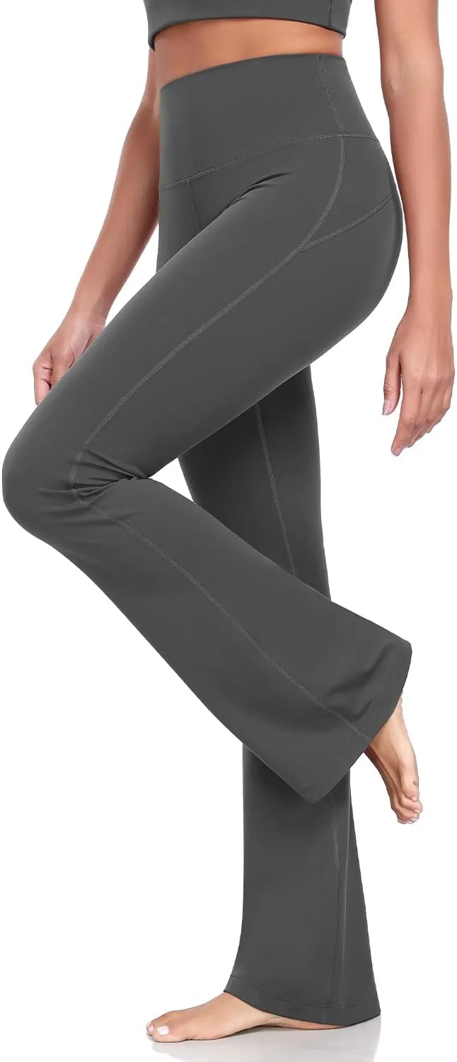 HeyNuts Mellow Flare Leggings 29"/30.5"/32.5"/34.5", High Waisted Tummy Control Wide Leg Bootcut Yoga Pants Lounge Soft