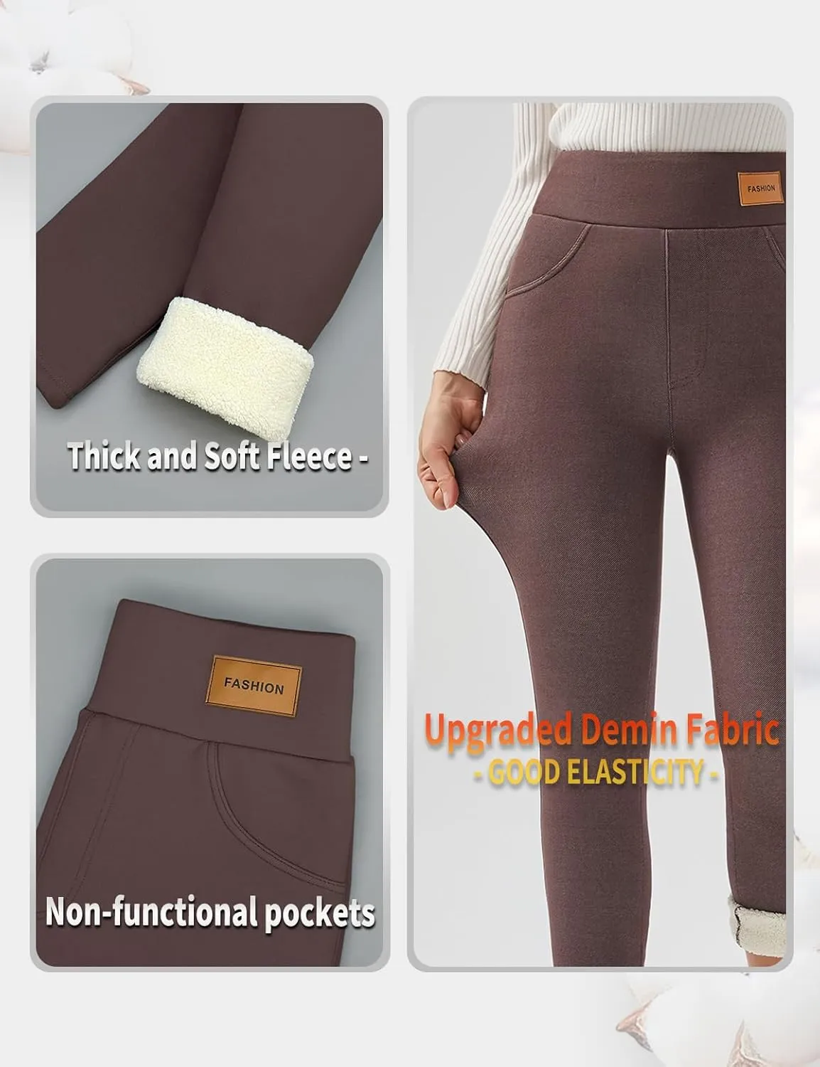 JK SUE JONES Women Winter Warm Thick Leggings Fleece Lined Stretchy Soft Thermal Sherpa Pants High Waist Tights