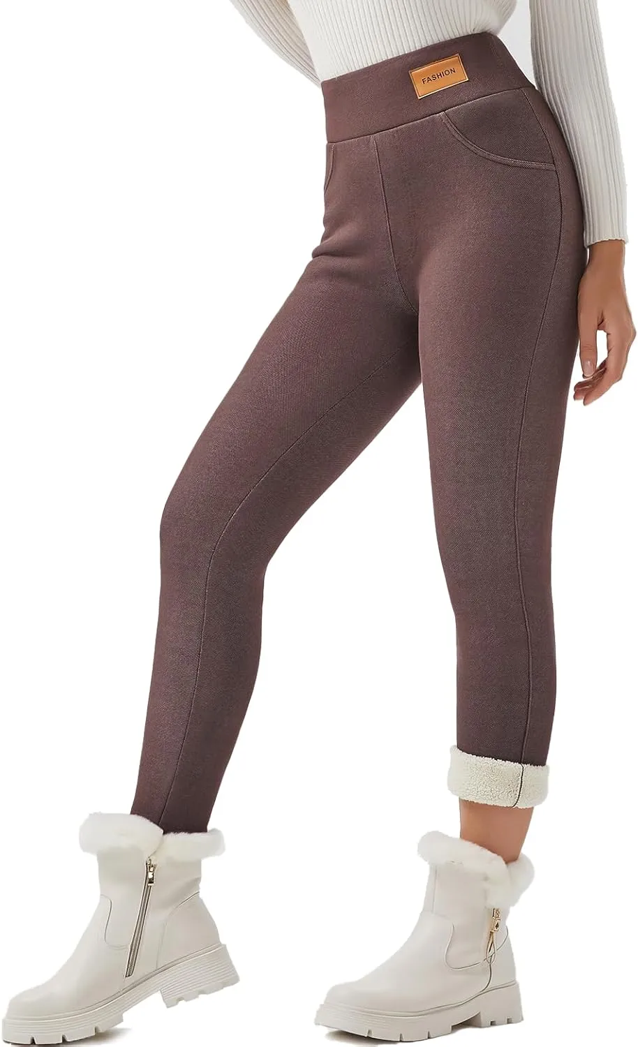 JK SUE JONES Women Winter Warm Thick Leggings Fleece Lined Stretchy Soft Thermal Sherpa Pants High Waist Tights