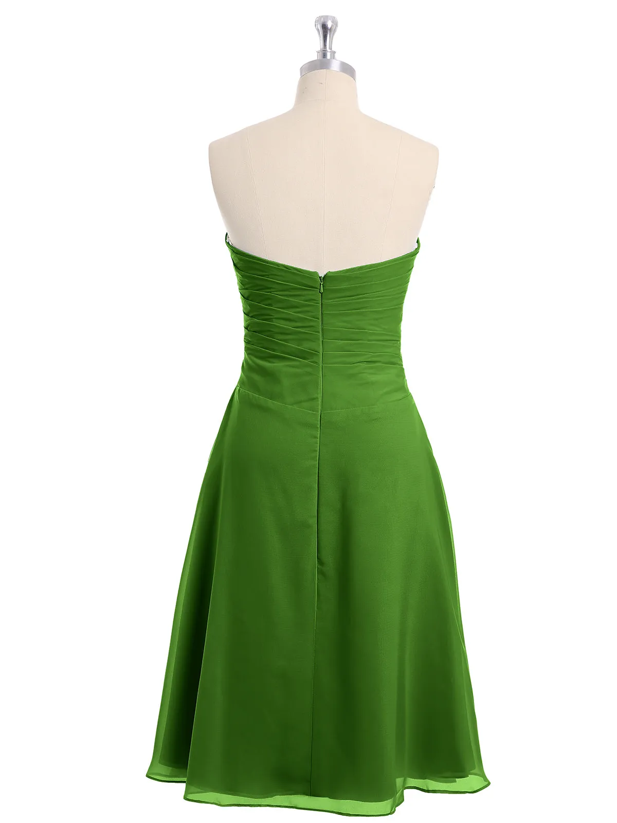 Knee Length Chiffon Dress with Sweetheart Neck-Moss Plus Size