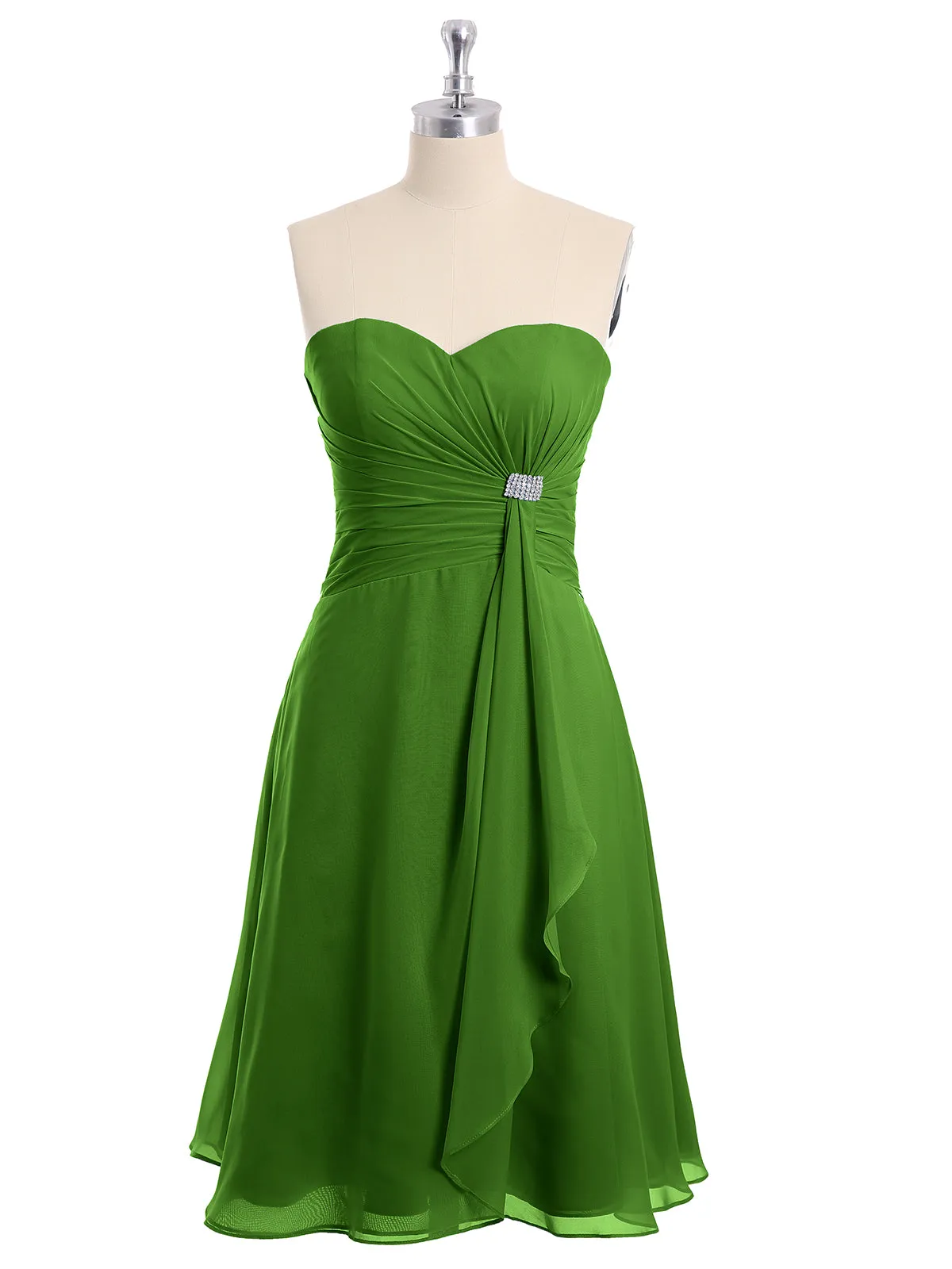 Knee Length Chiffon Dress with Sweetheart Neck-Moss Plus Size