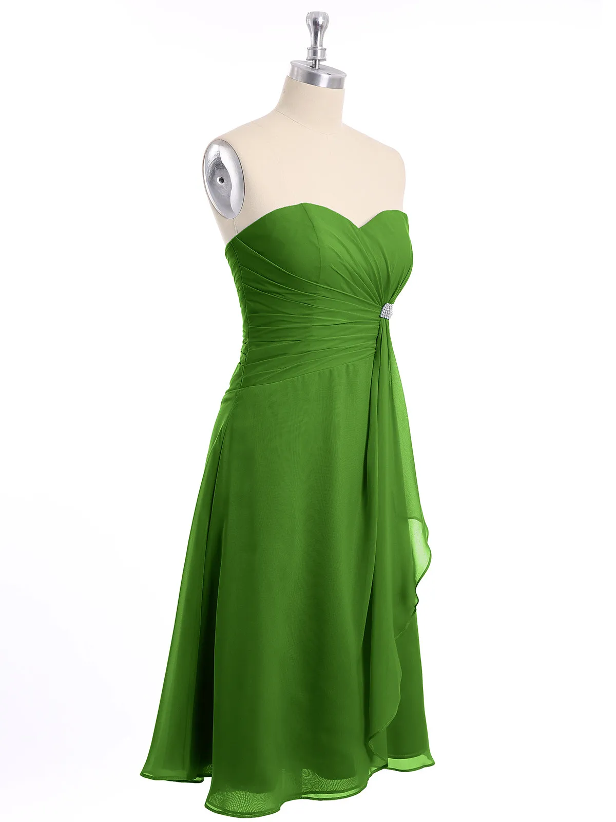 Knee Length Chiffon Dress with Sweetheart Neck-Moss Plus Size