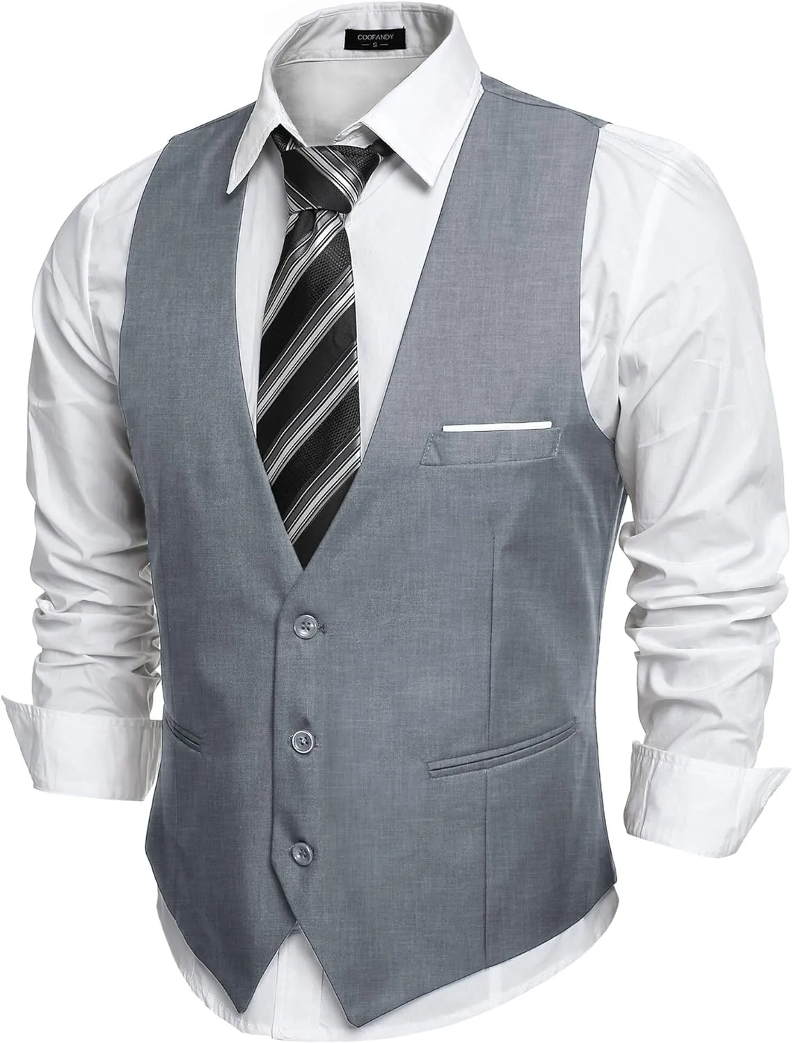 Men's Black Plaid Sleeveless Formal Slim Fit Suit Vest
