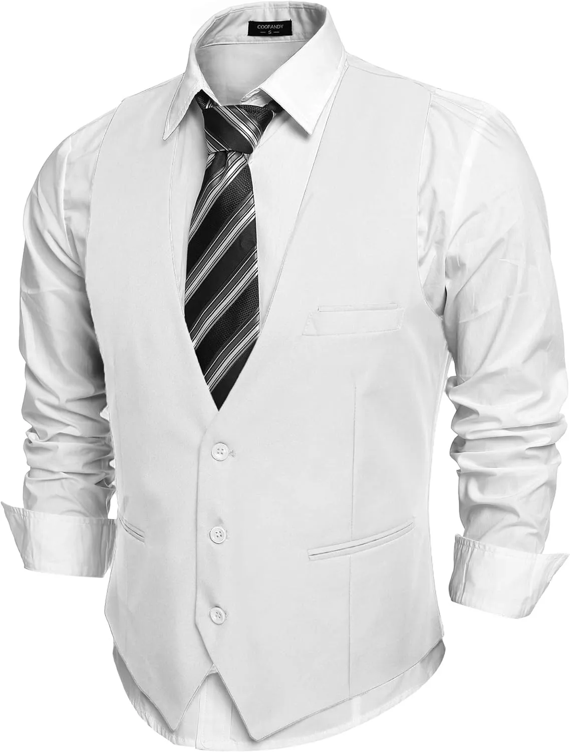 Men's Black Plaid Sleeveless Formal Slim Fit Suit Vest