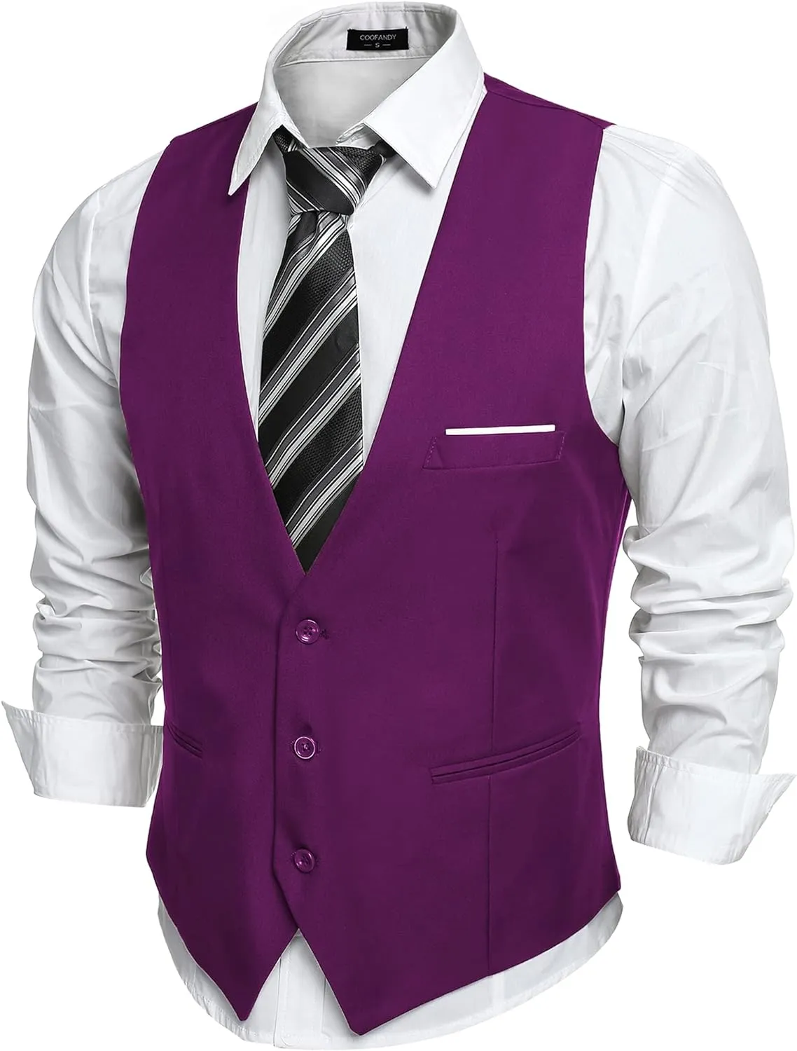 Men's Black Plaid Sleeveless Formal Slim Fit Suit Vest