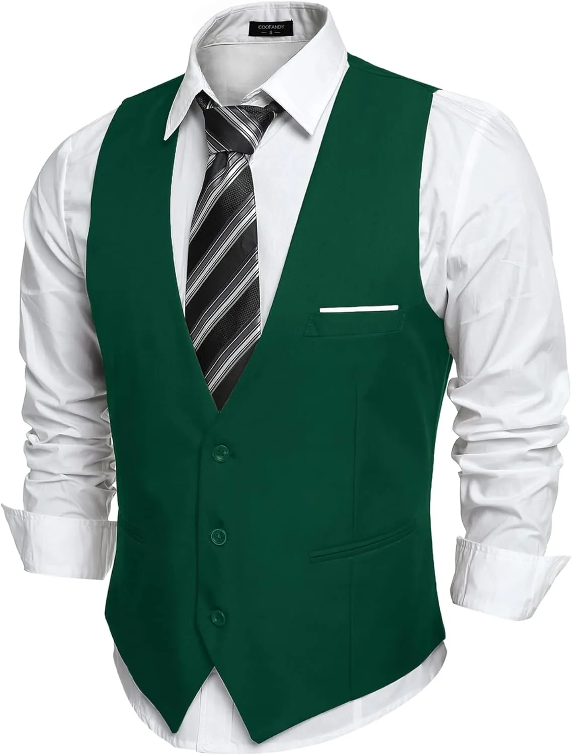 Men's Black Plaid Sleeveless Formal Slim Fit Suit Vest