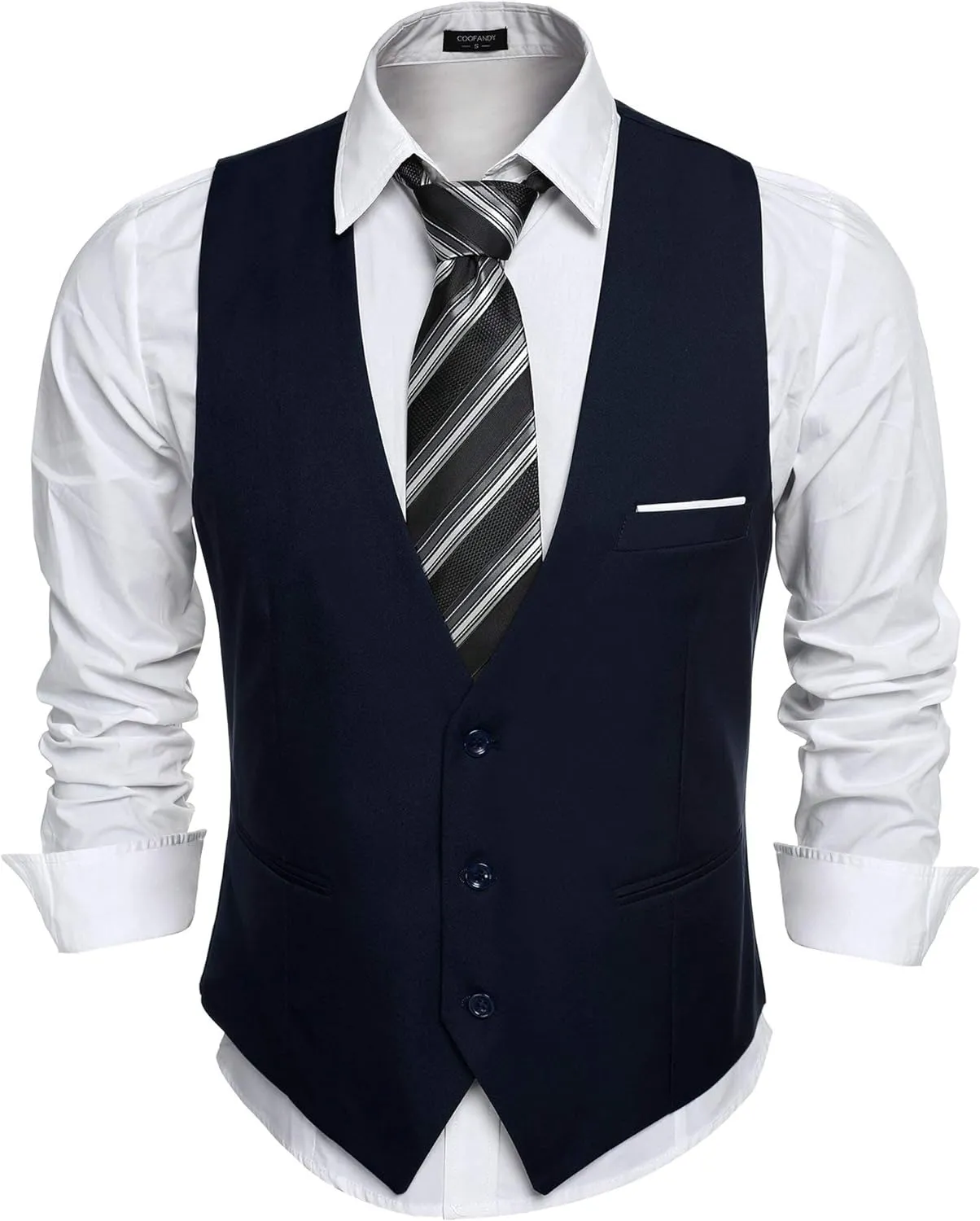 Men's Black Plaid Sleeveless Formal Slim Fit Suit Vest