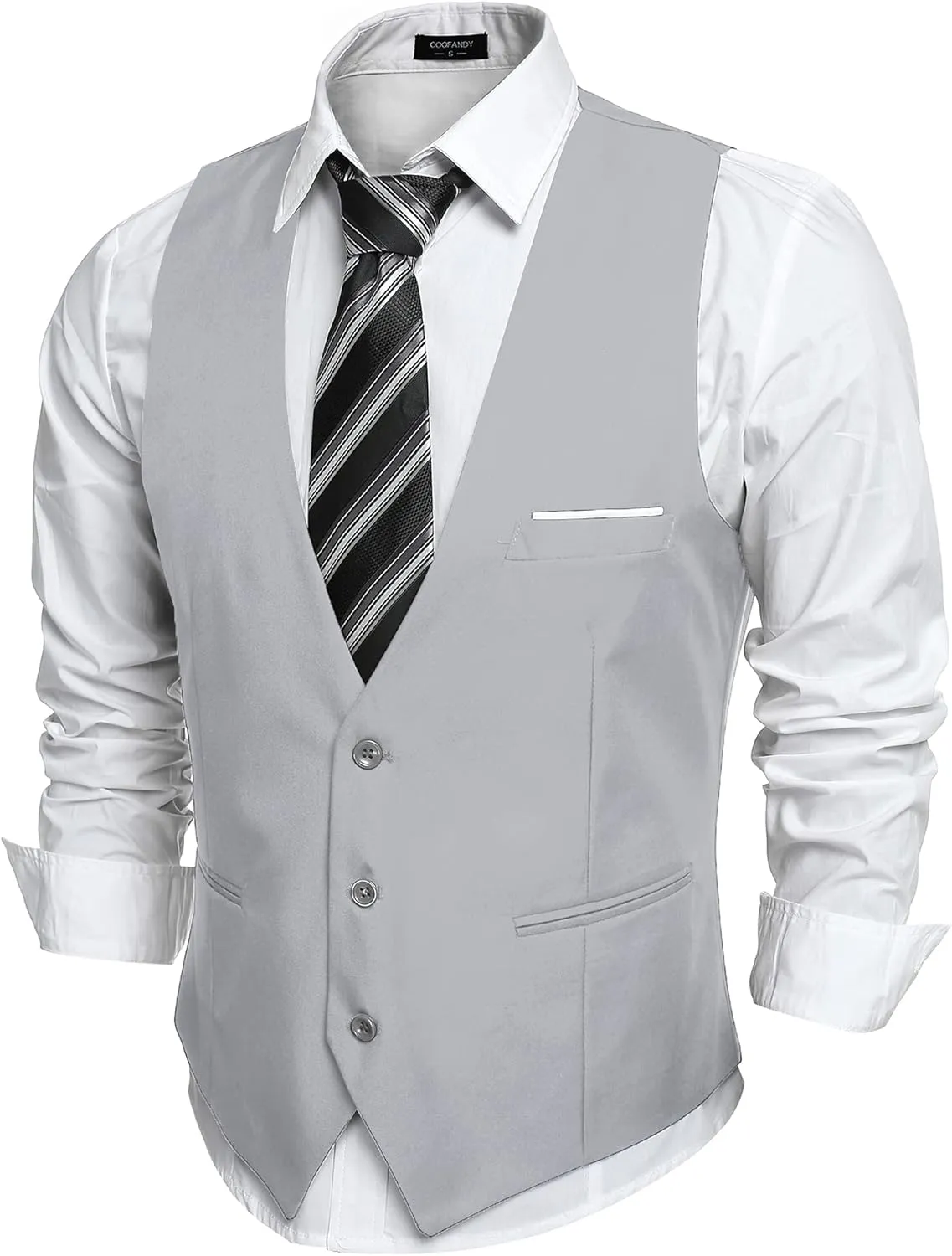 Men's Black Plaid Sleeveless Formal Slim Fit Suit Vest