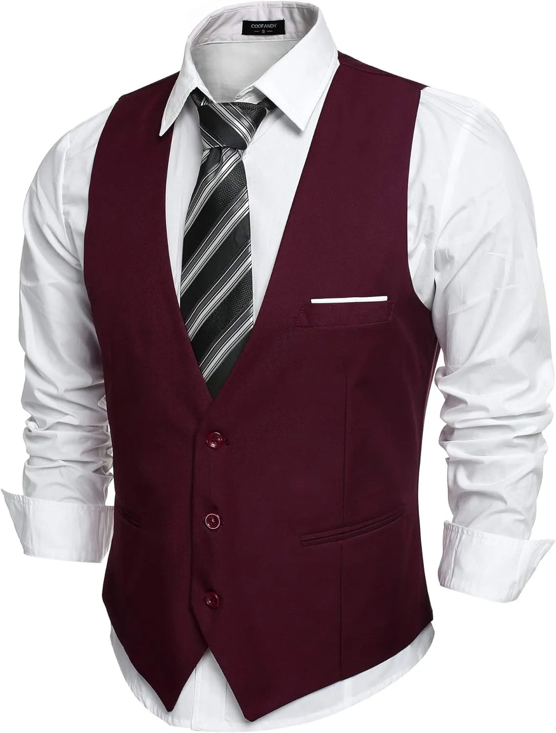 Men's Black Plaid Sleeveless Formal Slim Fit Suit Vest