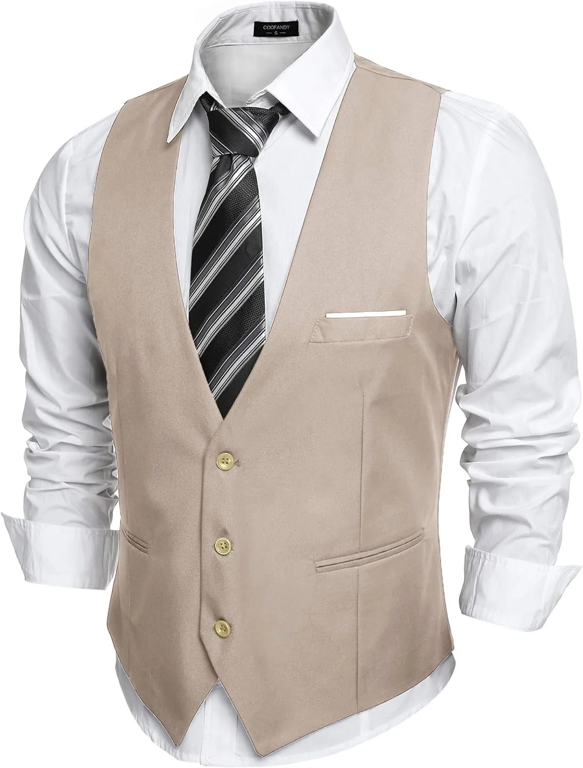 Men's Black Plaid Sleeveless Formal Slim Fit Suit Vest