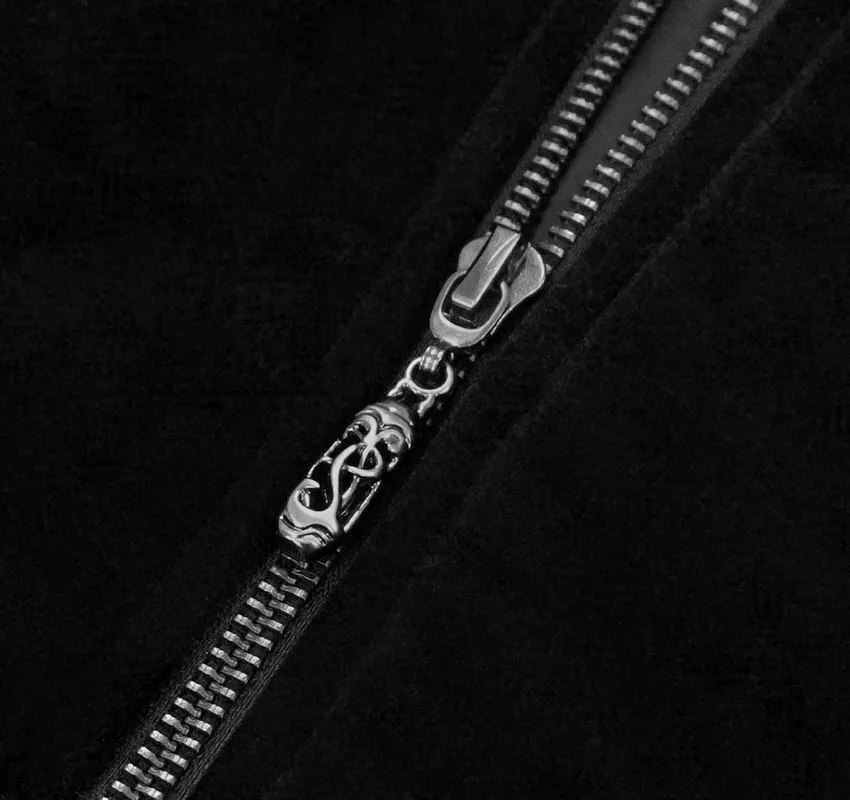 Men's Elegant Jacket with Brocade / Gothic Zipper Jacket with Lacing on the Back